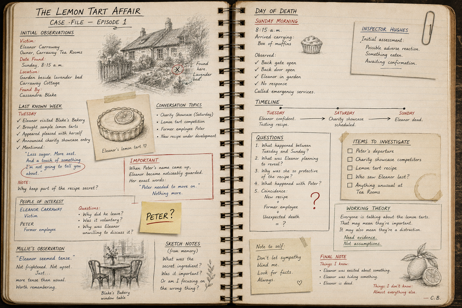 Season 1 Episode 1 Evidence File Lemon Tart Affair