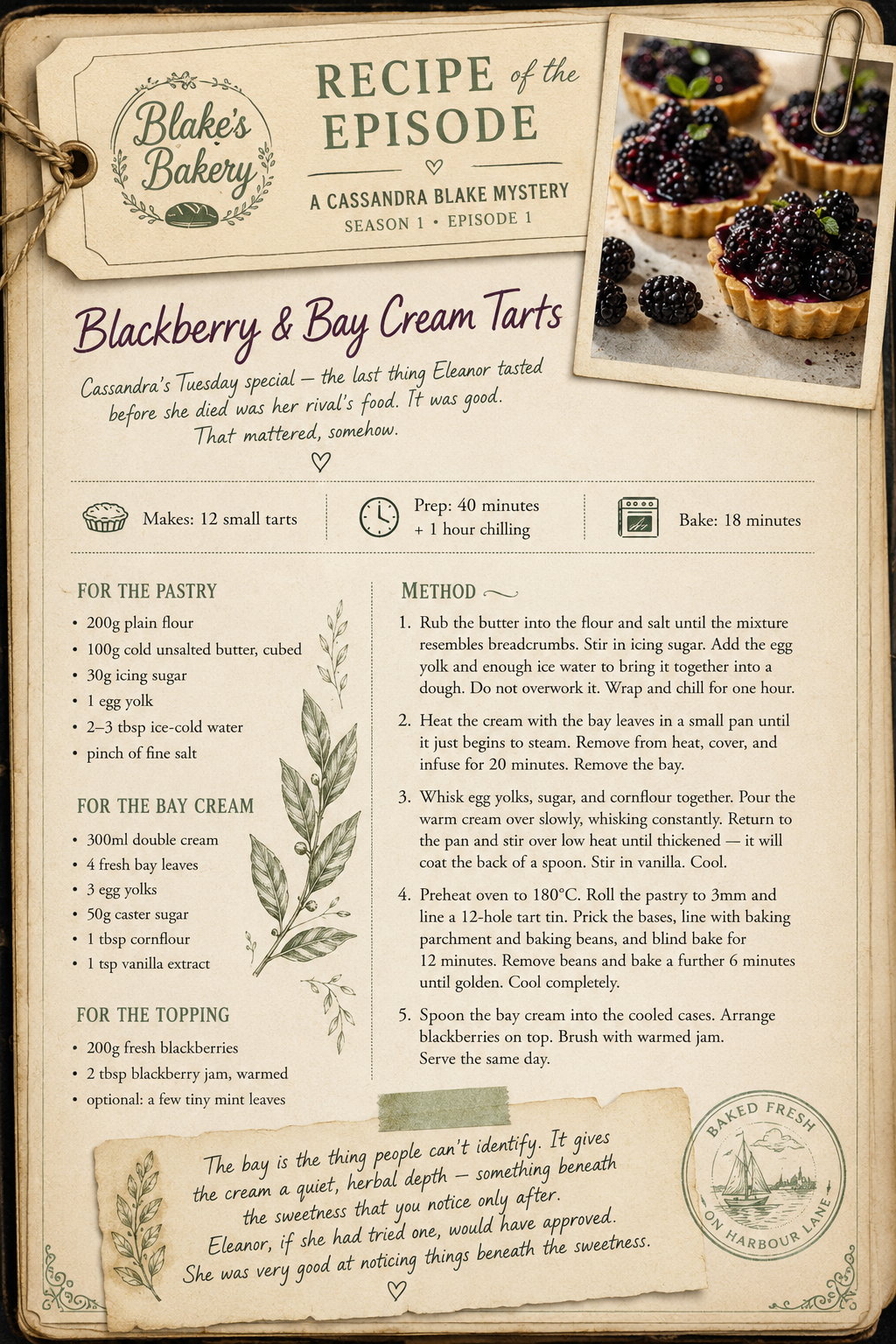 season 1 episode 1 recipe card
